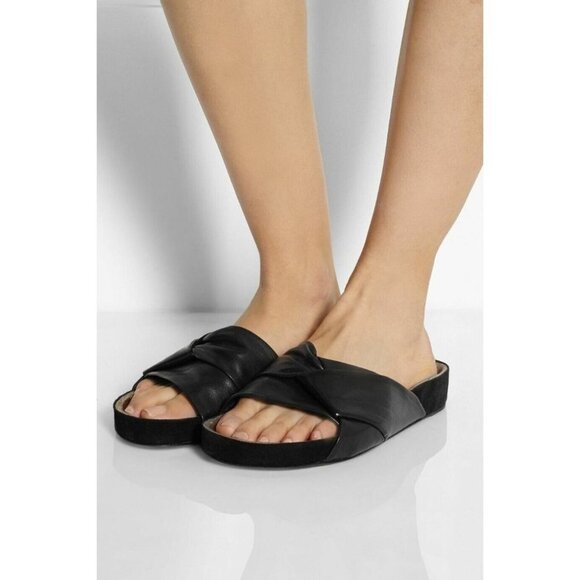 Isabel Marant Boop Leather Sandals Mirvin Mules 35 US 5 New Womens Black - Picture 1 of 9